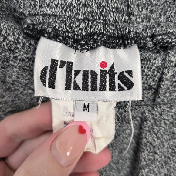 Vintage Black White Knit Elastic Waist Neutral Flowy Maxi Skirt Size Small - Picture 4 of 8